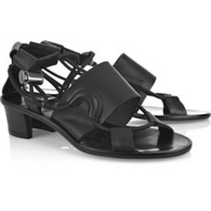 Lanvin Black Leather Hollow Heel Sandals